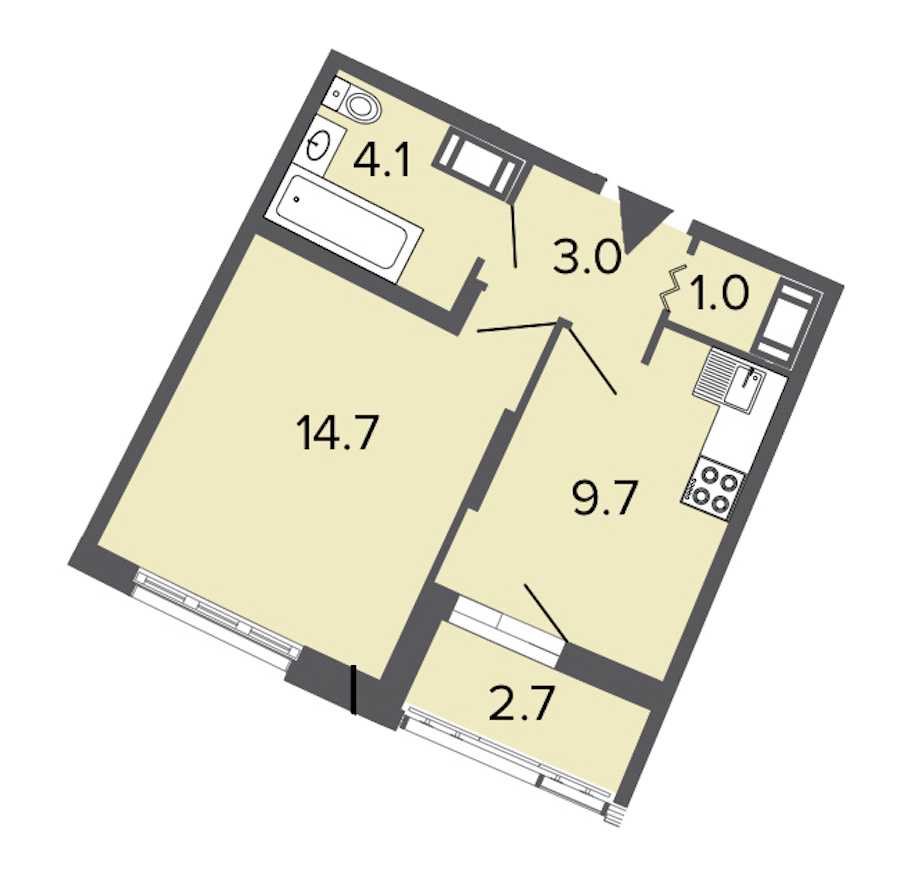 Однокомнатная квартира в : площадь 32.5 м2 , этаж: 9 – купить в Санкт-Петербурге